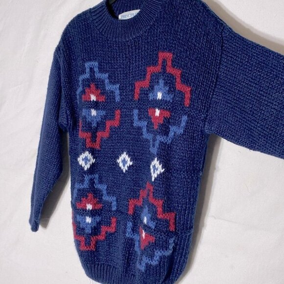 Vintage The Bay Principles Blue Ramie Acrylic Blend Crew Neck Knit Sweater M - Picture 9 of 11